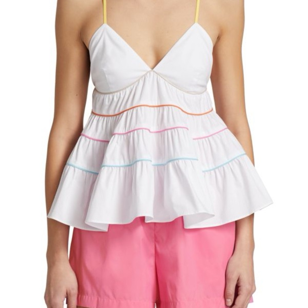 STAUD Olympia Tiered Tank Top NWT